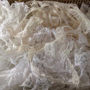 Grab Bag of Gathered Lace Trims in Whites & Beige - Various Lengths & Patterns